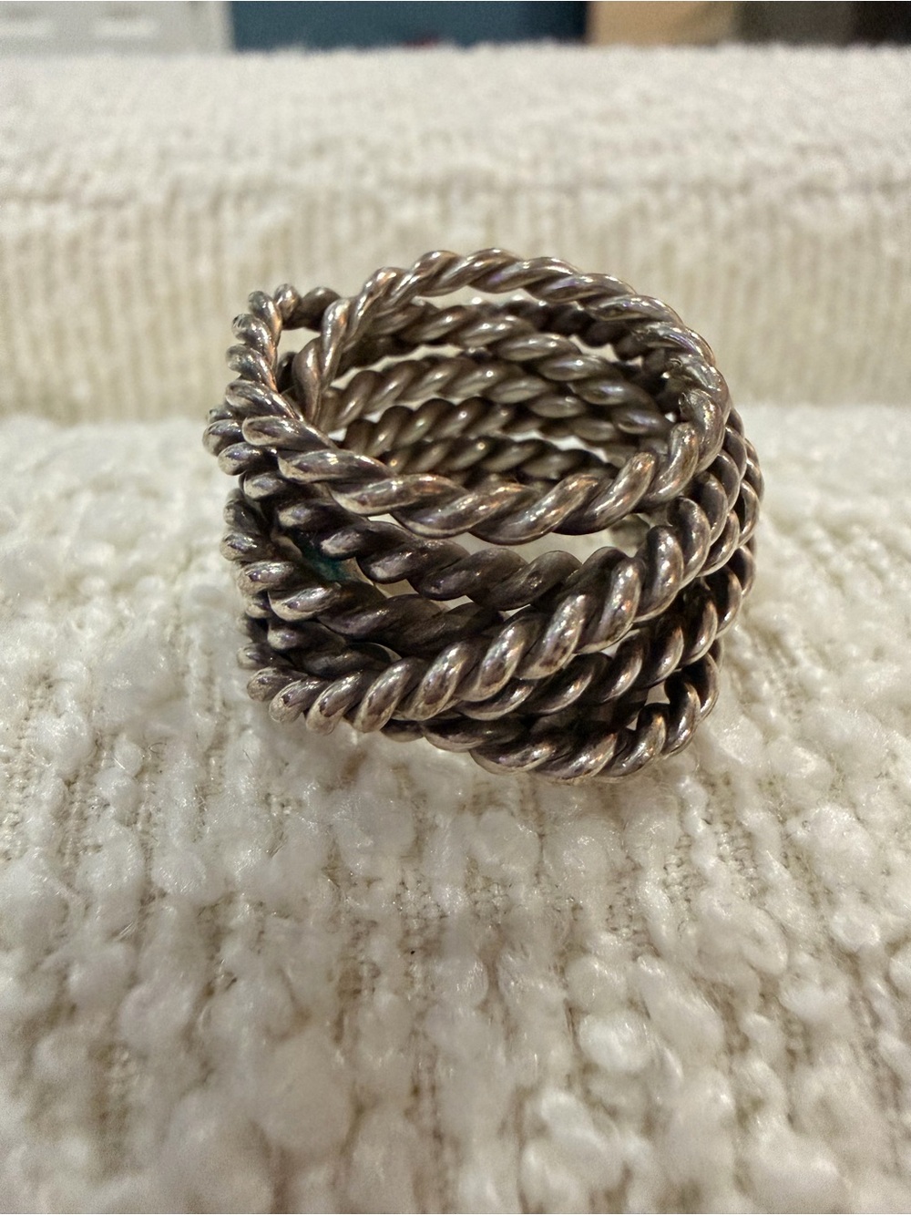 Yurman inspired Twisted Rope Stacked Sterling Silver Ring